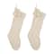 Glitzhome® 24" White Knitted Polyester Christmas Stocking with Pom Pom, 2ct.